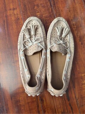Coach Beige Suede Tassel Driving Moccasins